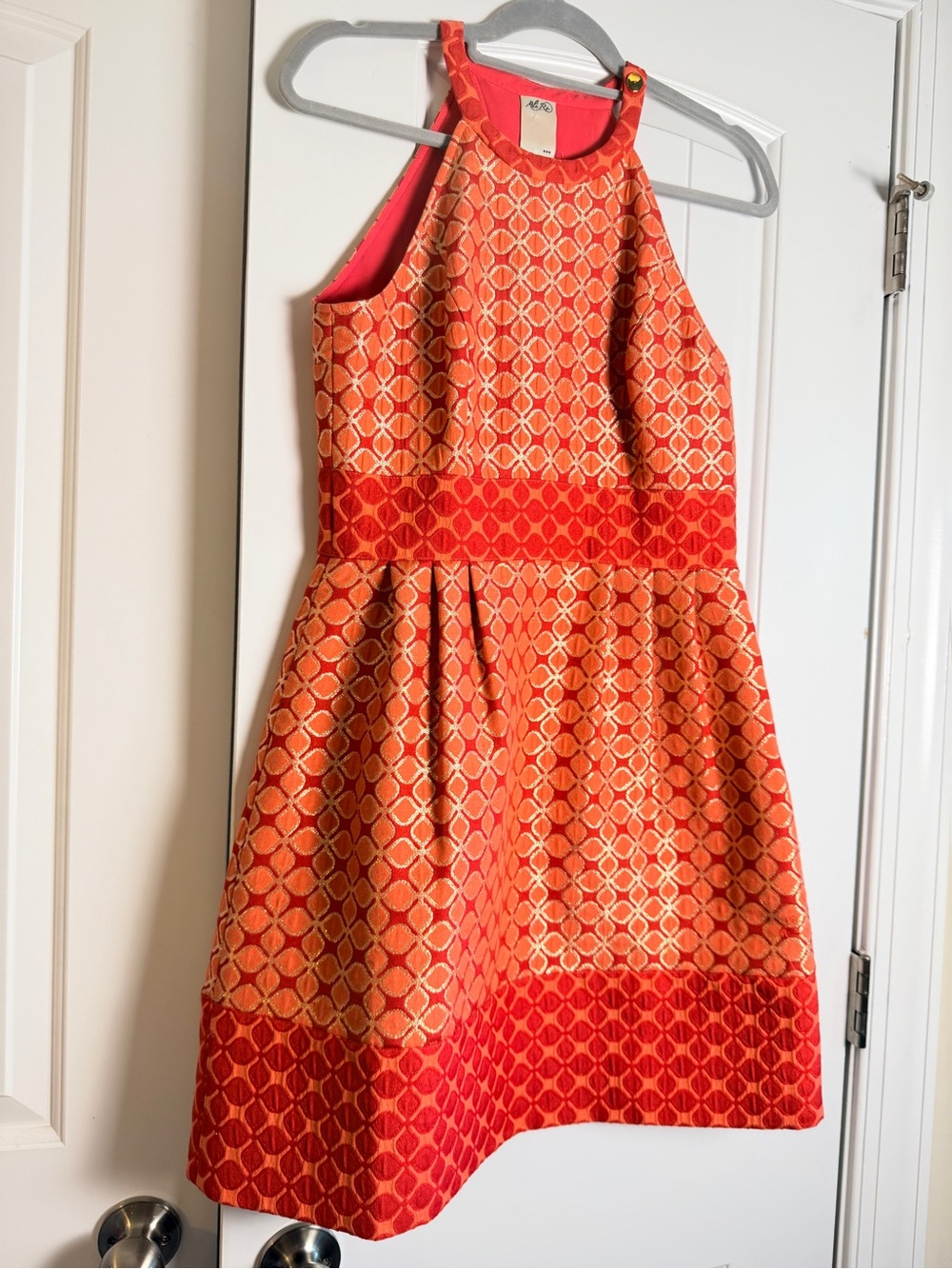 Ali Ro Coral Metallic Jacquard Halter Dress Anthropologie